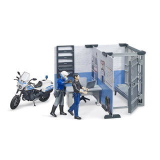 Bruder bworld politistation med politimotorcykel