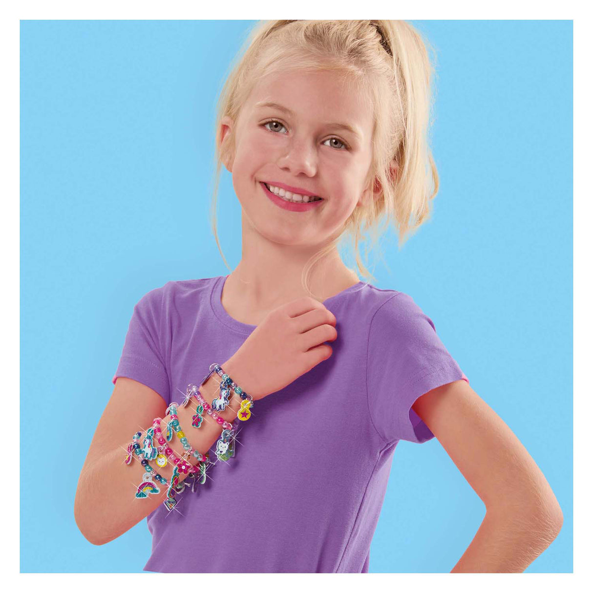 Ses hævede glitter klistermærke armbånd