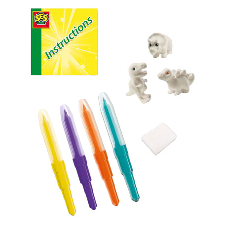 Ses creative 14295 blæsepenne - dinosaurer - kreativt håndværkssæt til børn fra 5 år - dekorere dinosaurer med blæsepenne - vaskbar og genanvendelig - perfekt til dino elskere