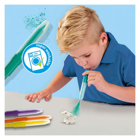 Ses creative 14295 blæsepenne - dinosaurer - kreativt håndværkssæt til børn fra 5 år - dekorere dinosaurer med blæsepenne - vaskbar og genanvendelig - perfekt til dino elskere
