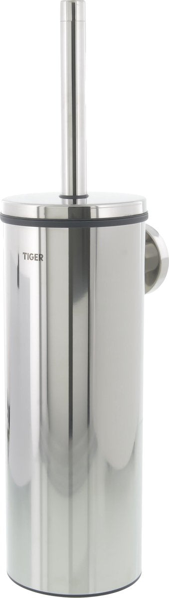 Tiger Boston - toiletbørste med holder - hængende toiletbørste med holder - uden boring - vægmontering - boring eller limning - poleret rustfrit stål