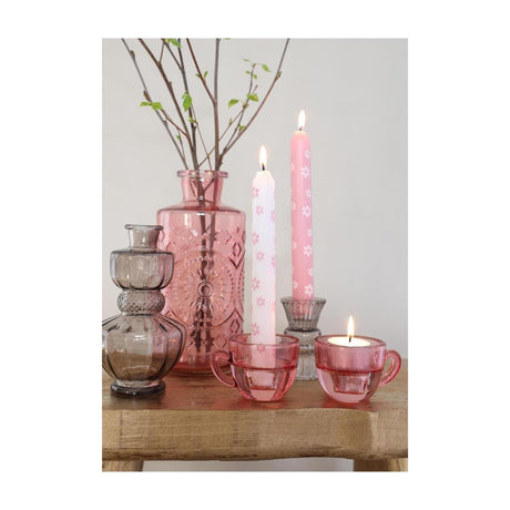 Idéer 4 sæsoner lysestage kaffe pink ø8xh5cm