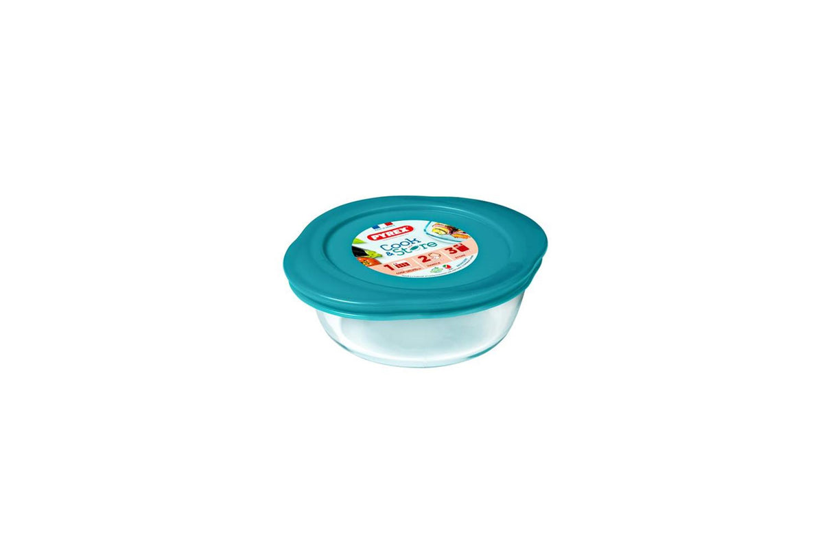 Pyrex cook store rundt opbevaringsfad 14x12x5cm - 350ml - borosilikatglas