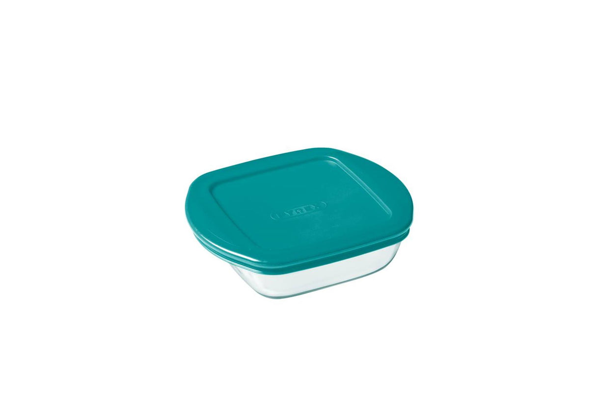 Pyrex cook store firkantet opbevaringsfad 14x12x4cm - 350ml - borosilikatglas