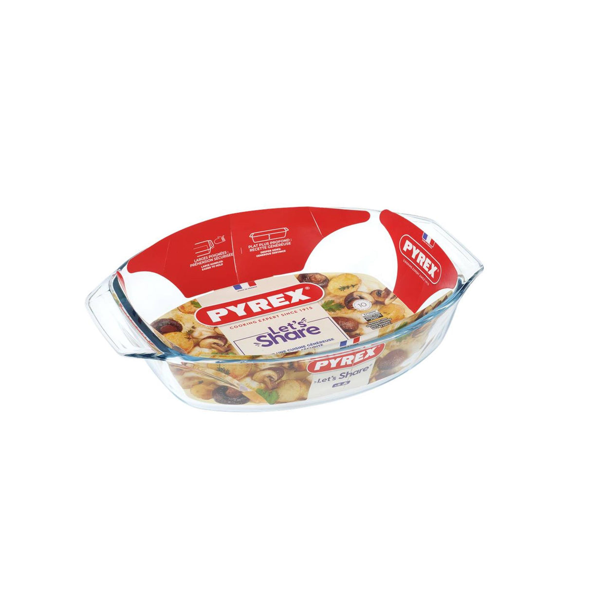 Pyrex uimodståelig oval bradepande glas med håndtag 35 x 24x6 cm 2,8l