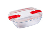 Pyrex kog varme rektangulært fad med låg 1,1l 23x15x6cm