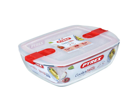 Pyrex skål med låg 2,5l 28x20x8cm