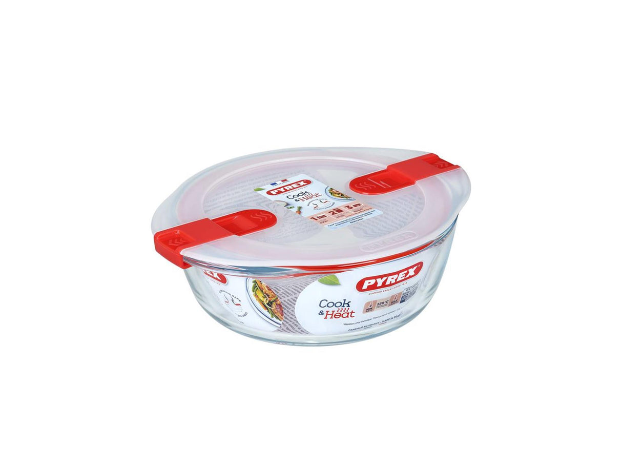 Pyrex cook heat ovnfad 20x18x7cm 1,1 liter med mikroovnssikkert låg