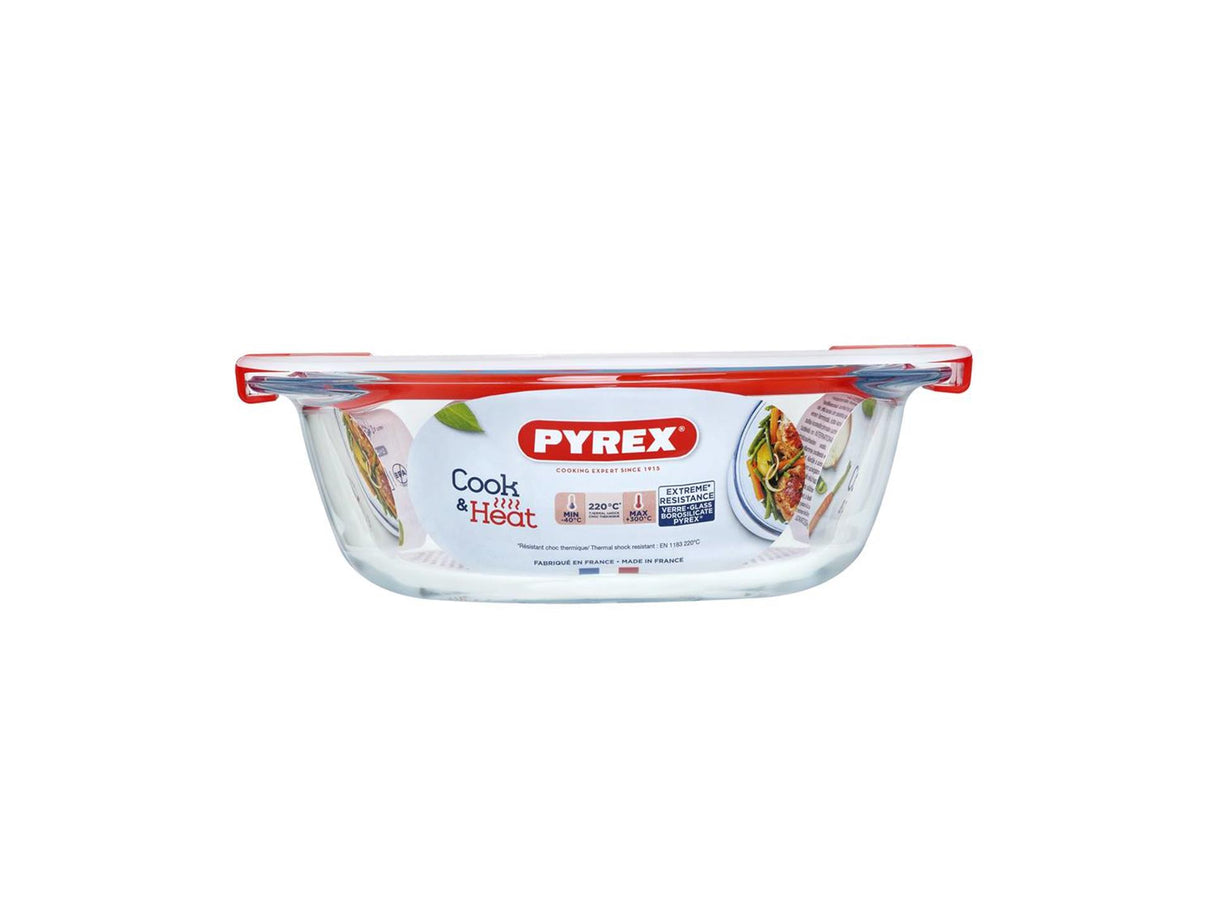 Pyrex cook heat ovnfad 20x18x7cm 1,1 liter med mikroovnssikkert låg