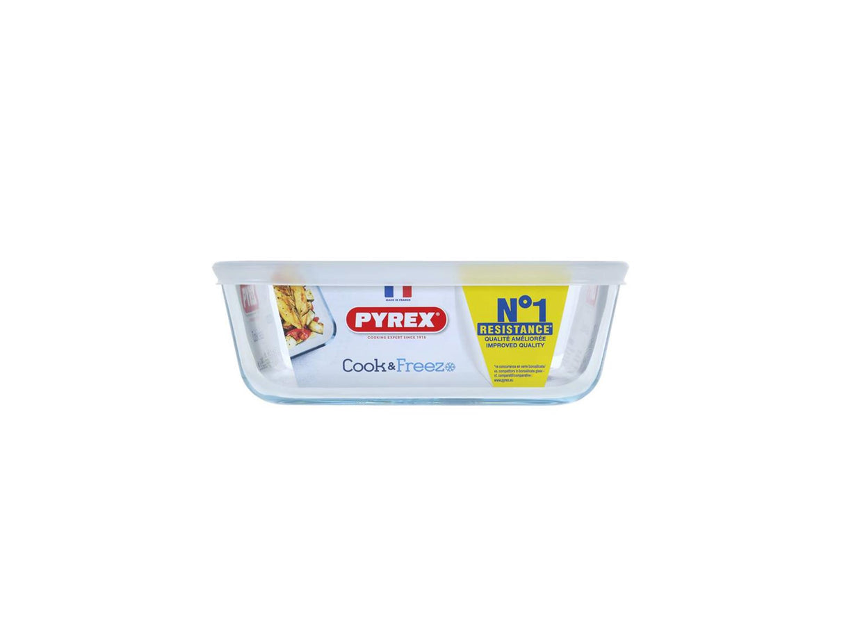 Pyrex cook freeze firkantet glasskål med låg 2l 20x22cm