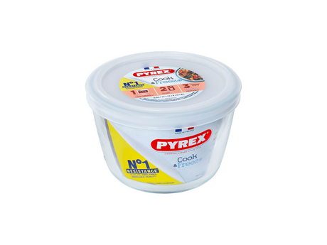 Pyrex rund skål 0,6 l (ø 12 cm) med friskholdende låg