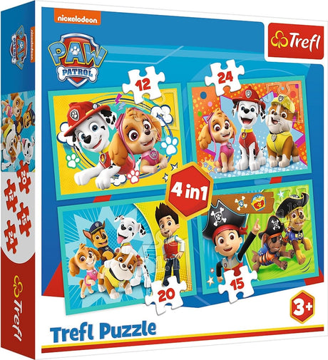 Trefl paw patrol 4-i-1 puslespil - 12 15 20 24 brikker