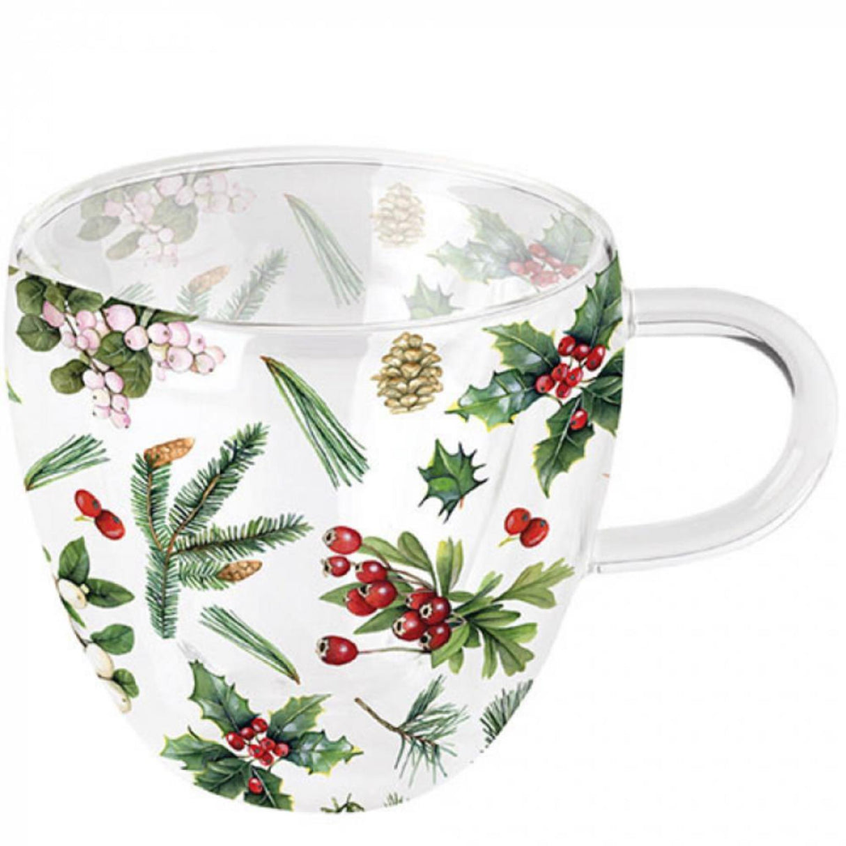 Ambiente dobbeltvægget glas 200ml vintergrønt hvidt dia10x9,5cm