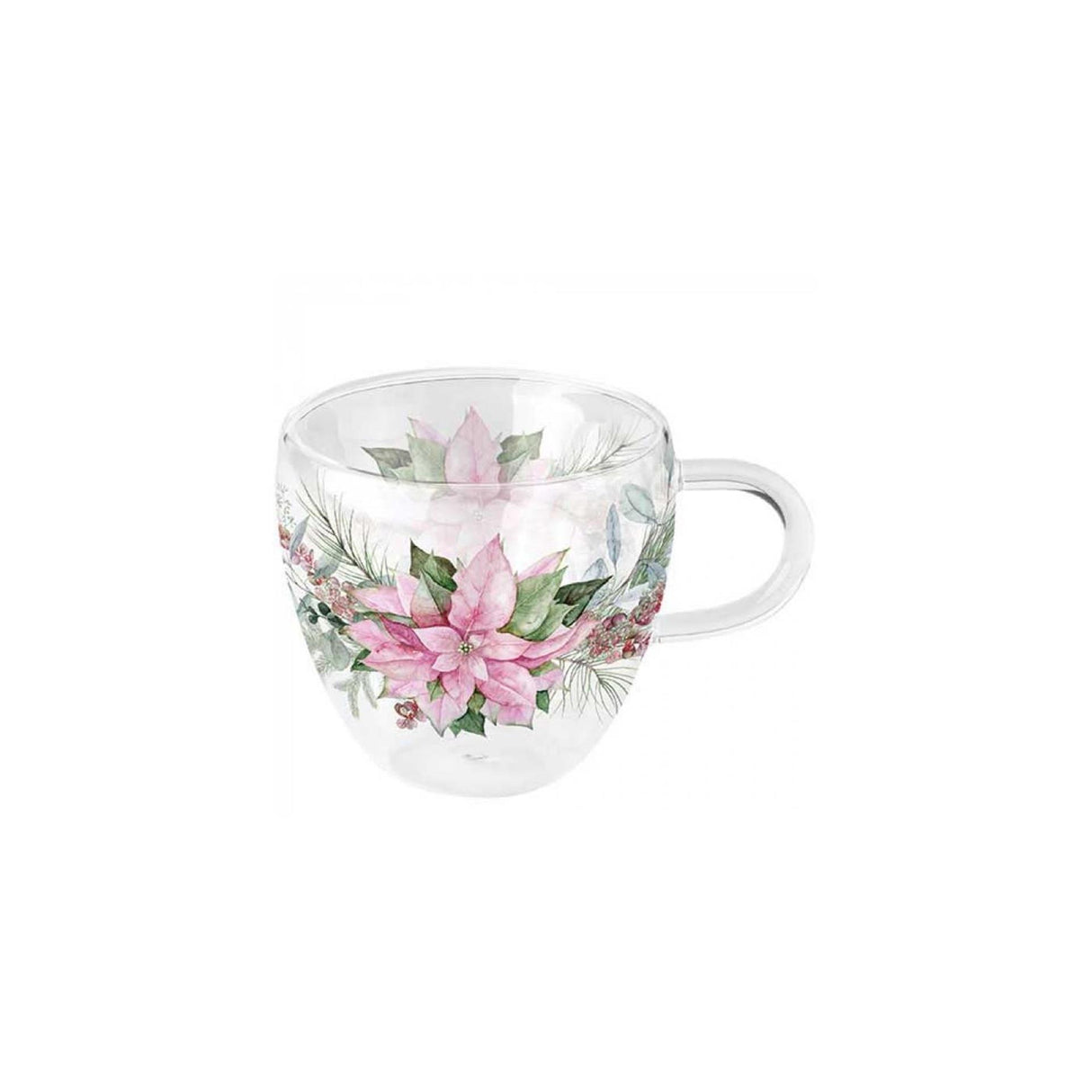 Ambiente dobbeltvægget glas 200ml pink julestjerne