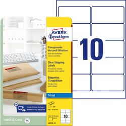 Inkjet adresselabels avery 250 stykker gennemsigtige