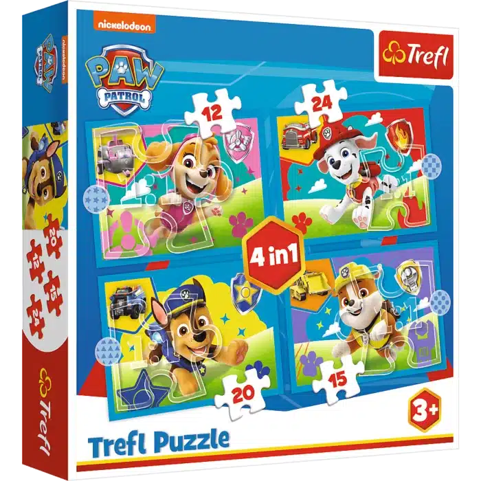 Trefl paw patrol puslespil 4i1 - farverigt børnepuslespil pap.