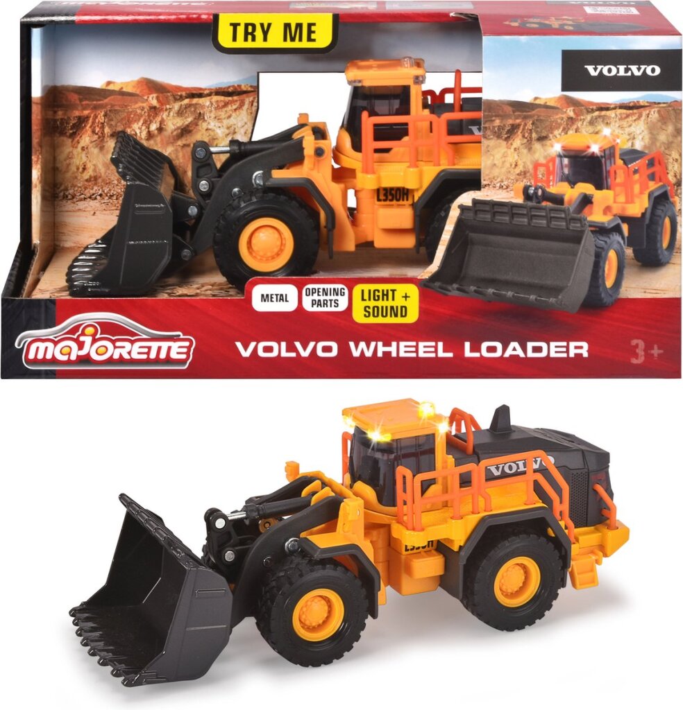 Majorette grand serie volvo hjullæsser konstruktion metal lys og lyd 21 cm legetøjskøretøj