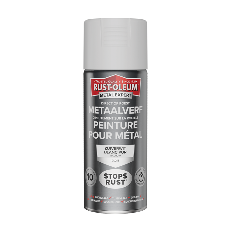 Rust-oleum 1071342 - metalmaling -hg -ral9010 -400ml direkte på rust | 1 stk