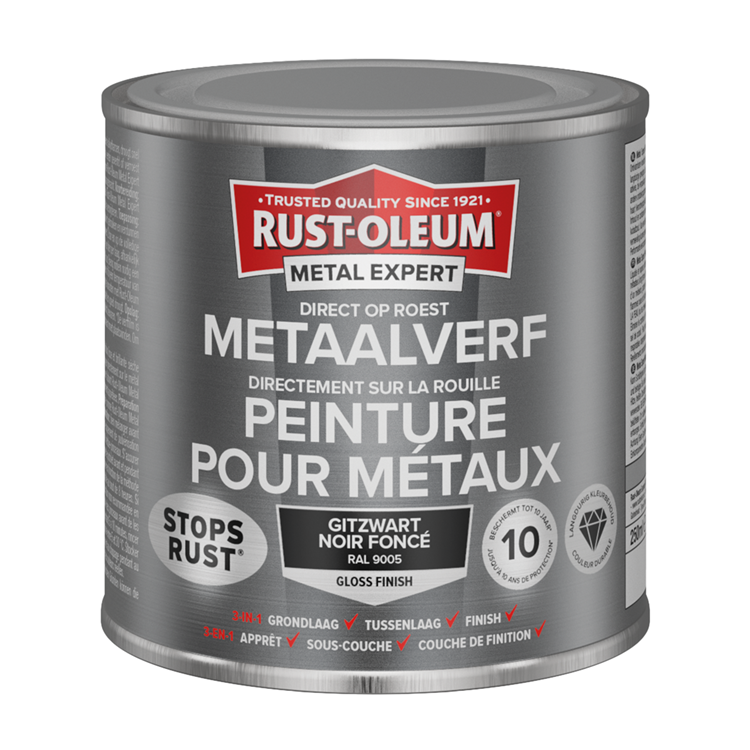 Rust-oleum 1071348 - metalmaling -hg -ral9005 -250mldirekte på rust | 1 stk