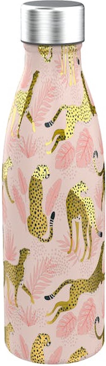 Acsi lunch buddies rustfrit stål vandflaske 600ml leopard