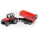 Bruder Massey Ferguson traktor rød 7480 med trailer
