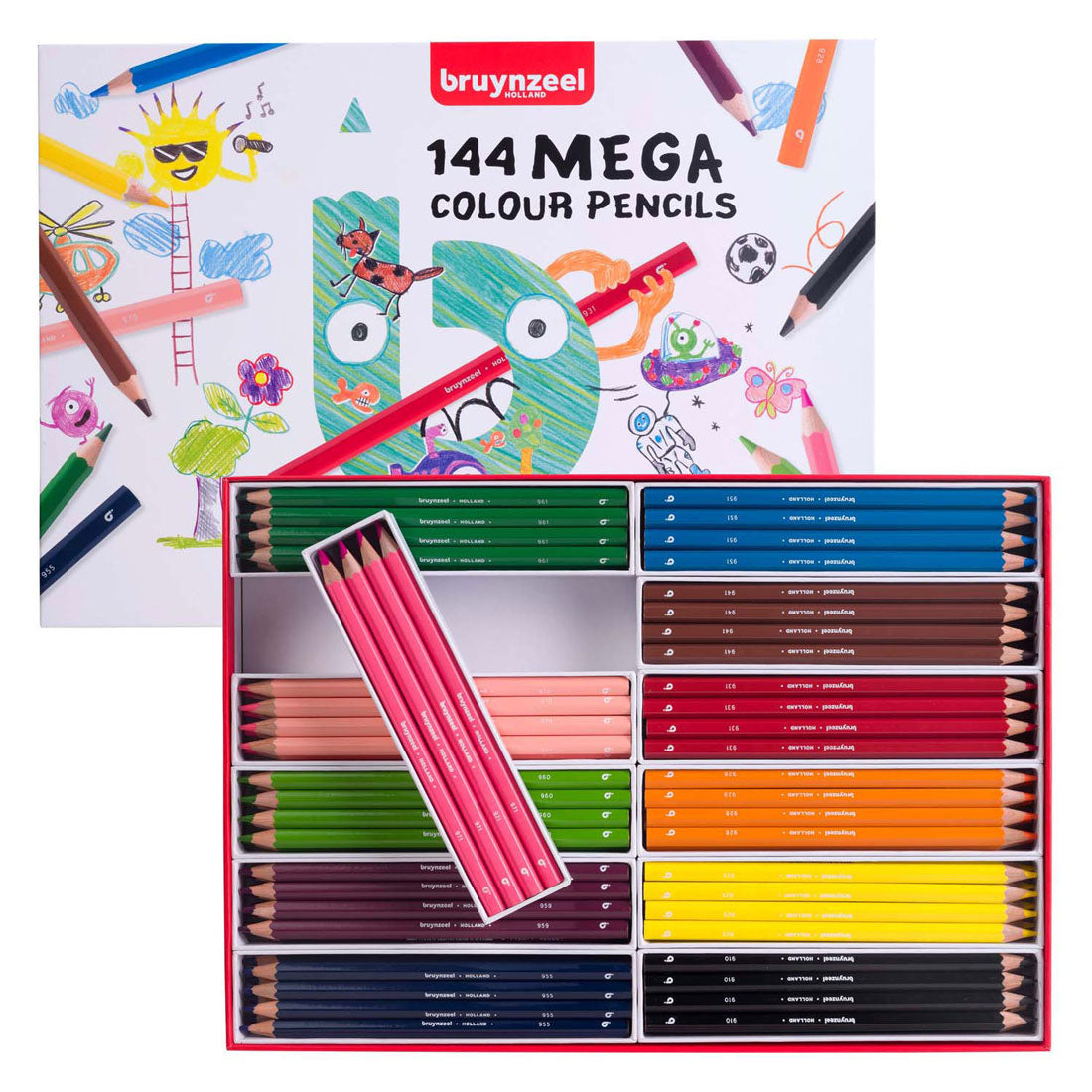 Bruynzeel mega farveblyantsæt, 12x12 farver