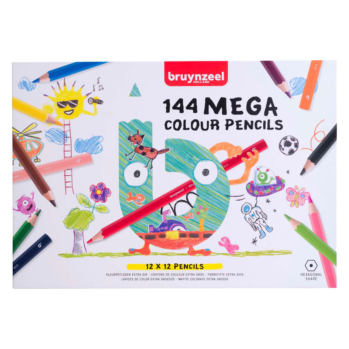 Bruynzeel mega farveblyantsæt, 12x12 farver