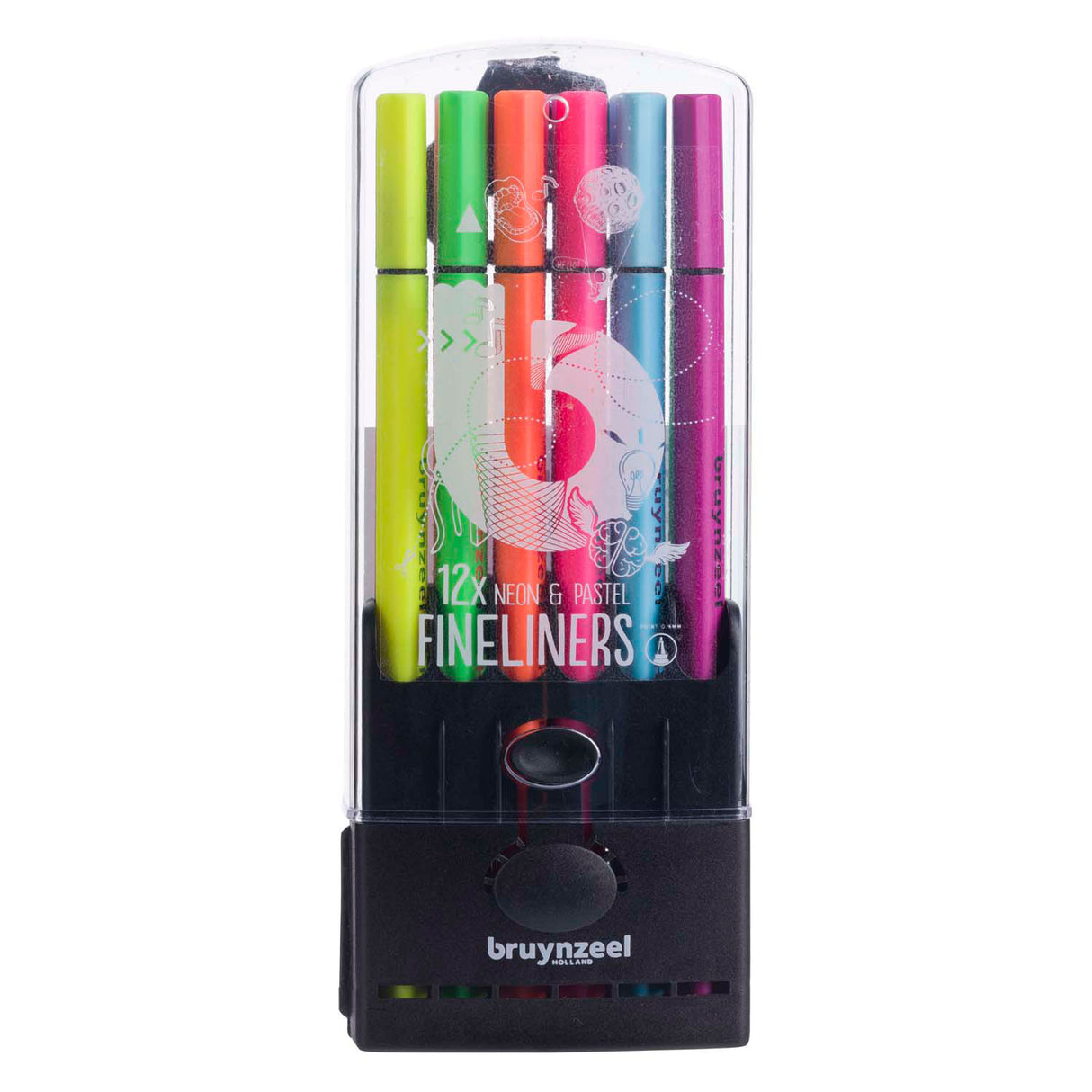 Bruynzeel fineliner sæt neon pastel, 12 farver