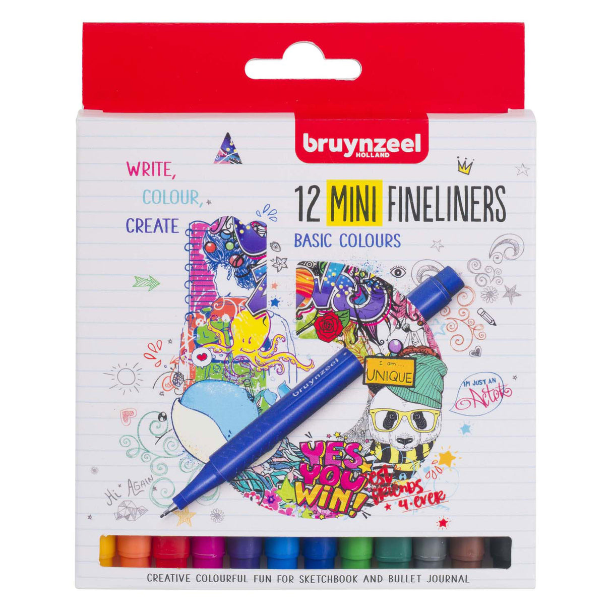 Bruynzeel fineliner mini sæt 12 farver