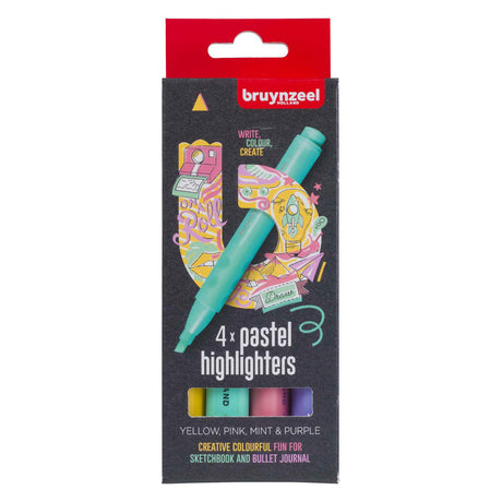 Bruynzeel highlighter sæt pastel 4 farver