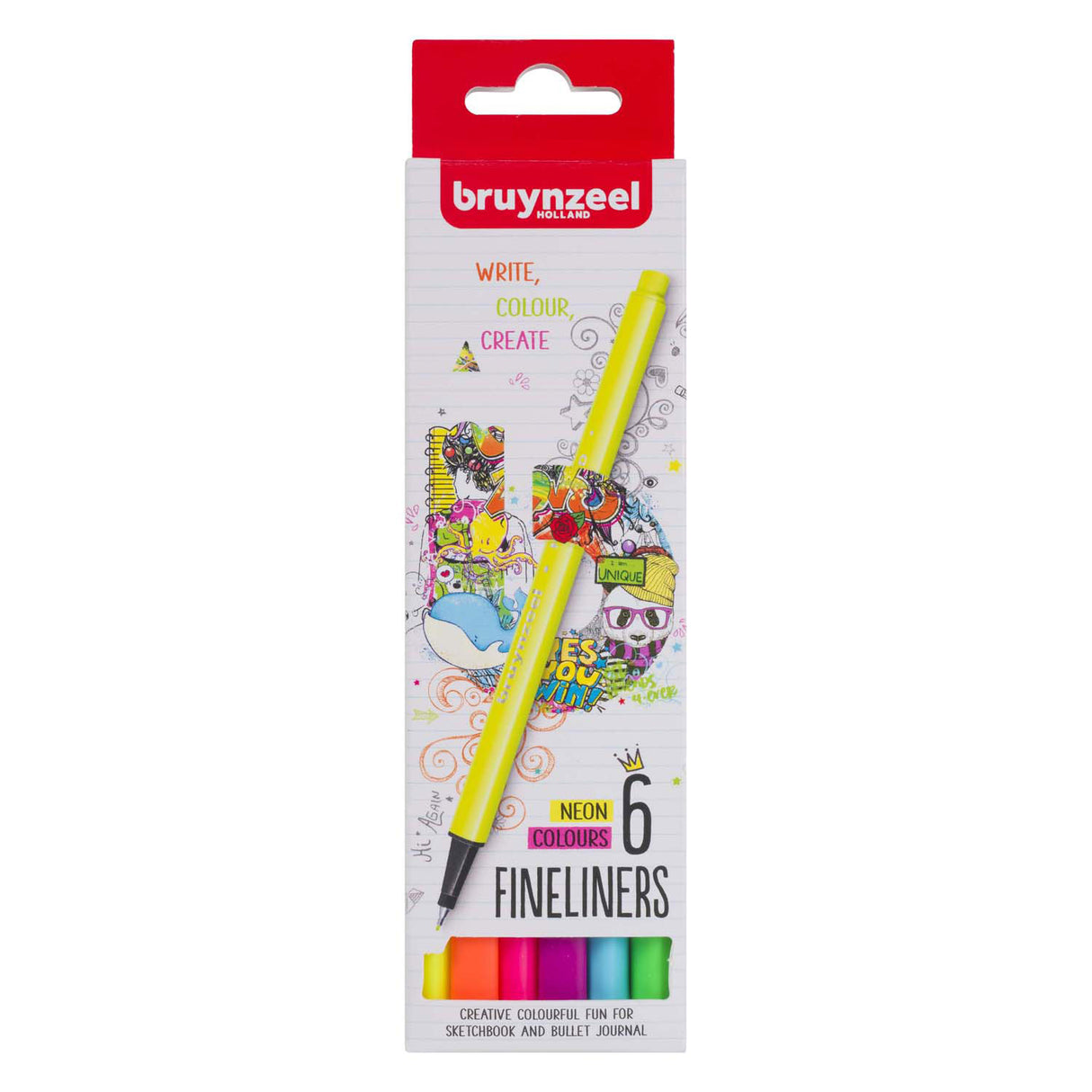 Bruynzeel fineliner sæt neon 6 farver