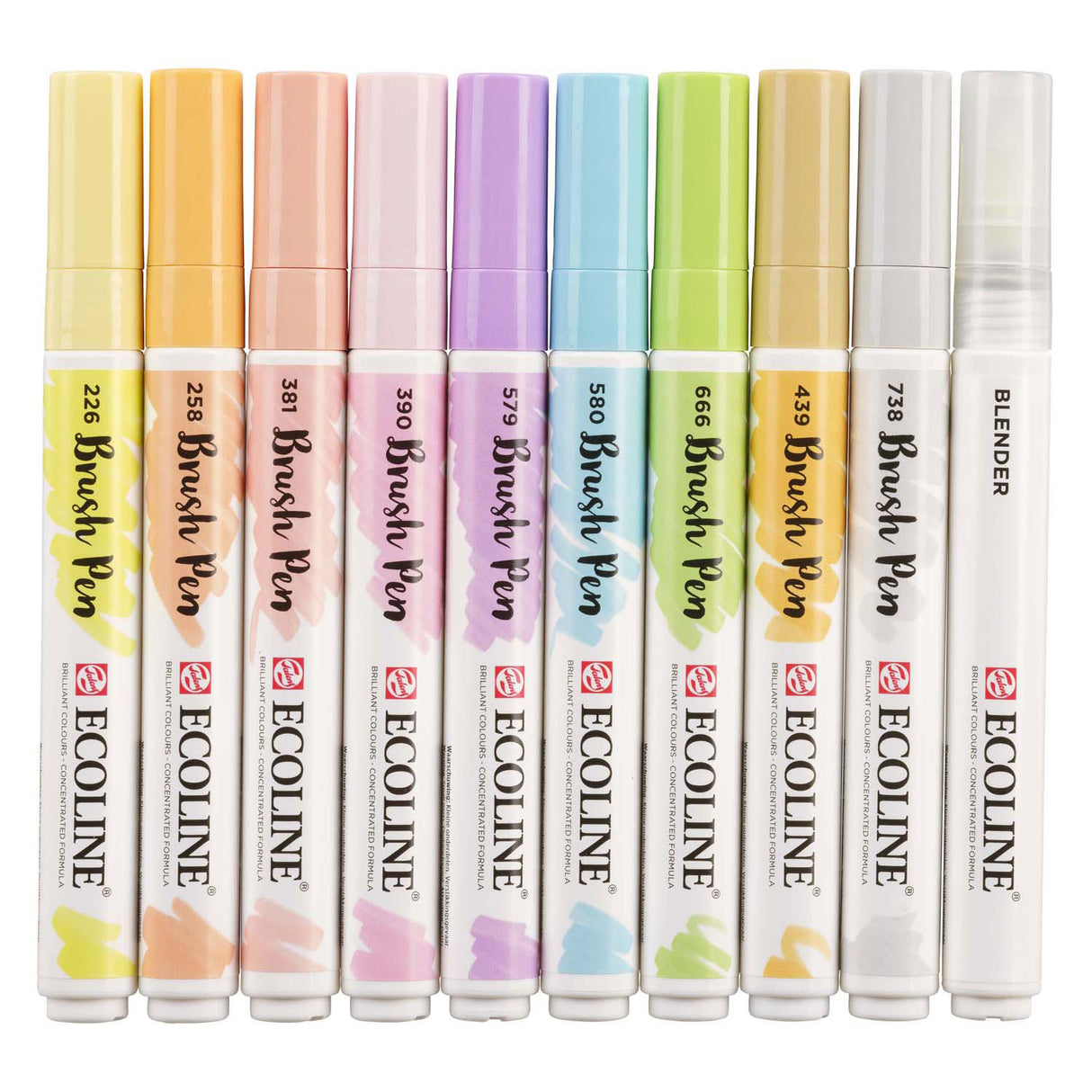 Bruynzeel ecoline pensel sæt pastel, 10 farver