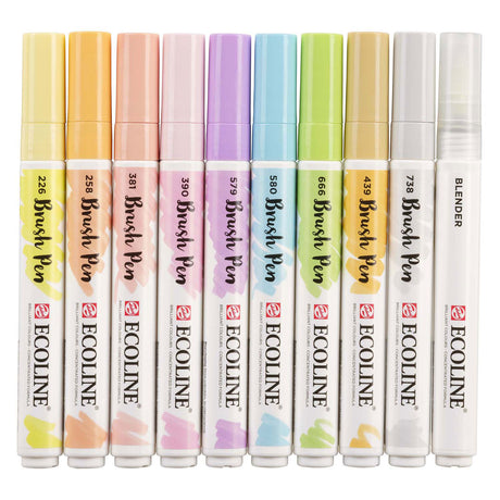 Bruynzeel ecoline pensel sæt pastel, 10 farver