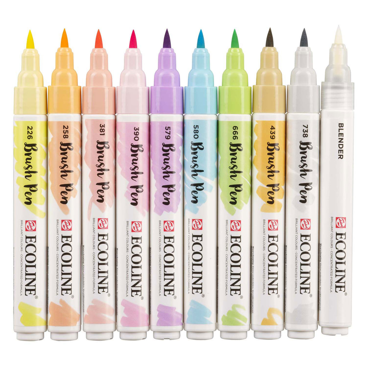 Bruynzeel ecoline pensel sæt pastel, 10 farver