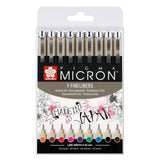 Sakura pigma micron 05 fineliners etui - 9 farver - 0,45 mm