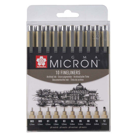 Sakura pigma micron fineliner penalhus - 10 fineliners - sort