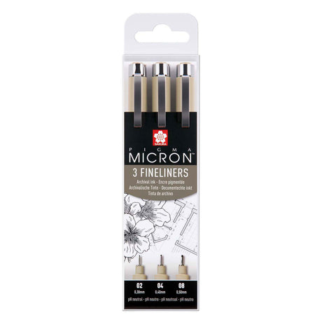 Sakura pigma micron fineliners etui - 3 fineliners - sort