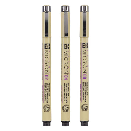 Sakura pigma micron fineliners etui - 3 fineliners - sort