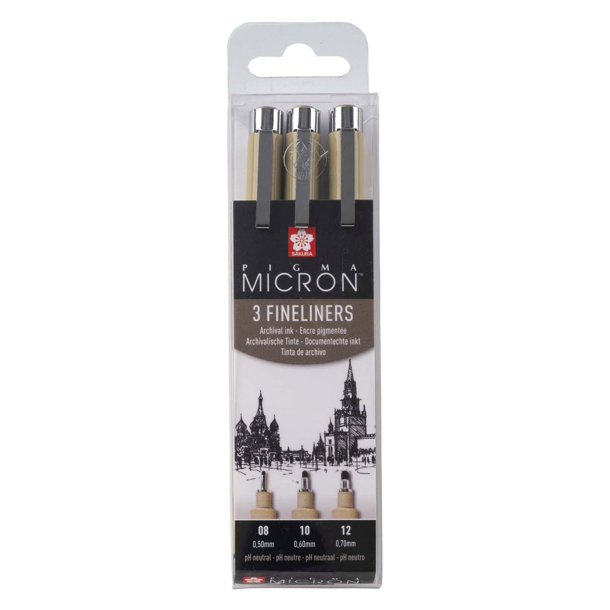 Sakura pigma micron penalhus 3 fineliners sort 08-10-12 bred