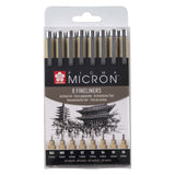 Sakura pigma micron penalhus 8 fineliners sort
