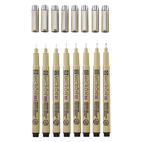 Sakura pigma micron penalhus 8 fineliners sort
