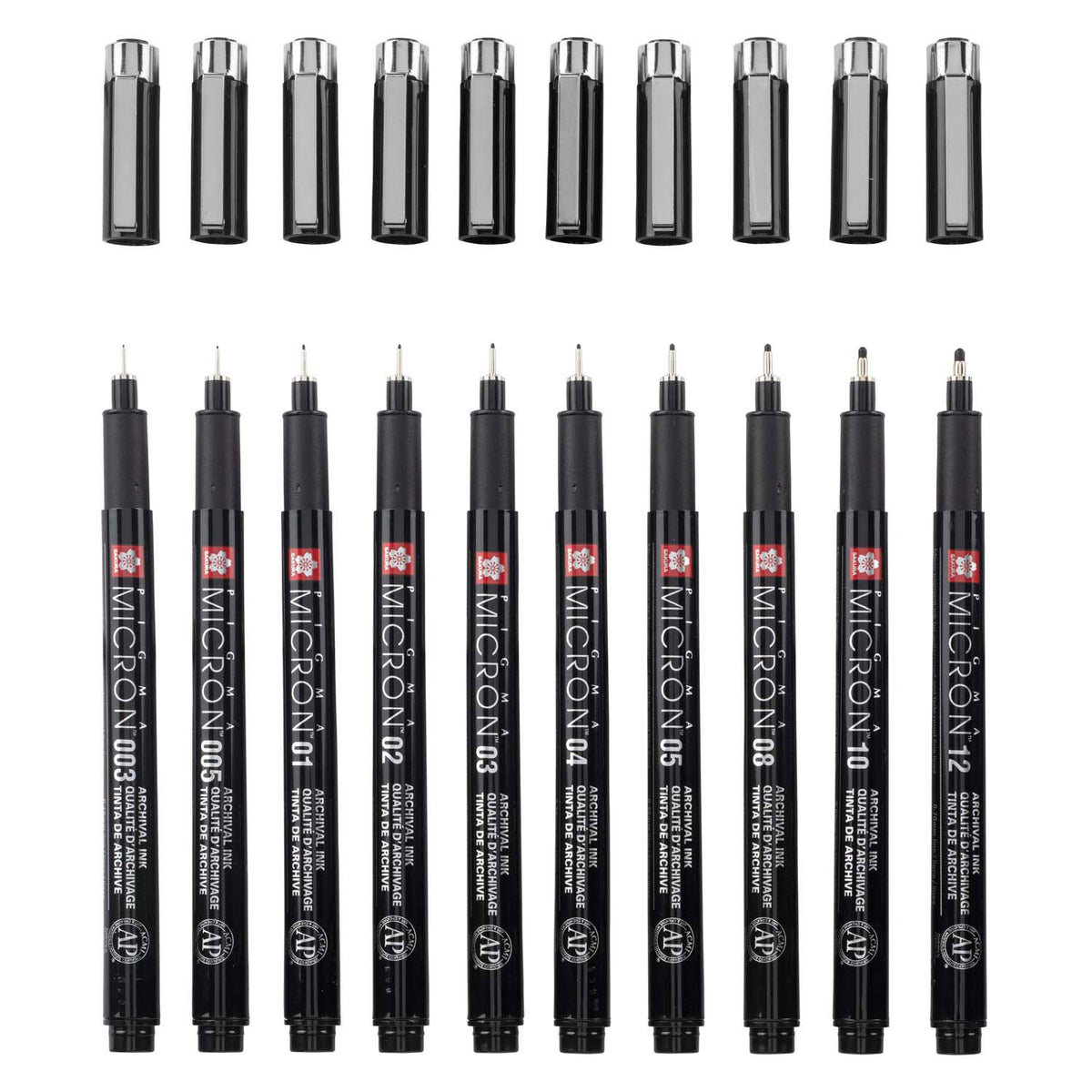 Sakura • pigma micron black edition sæt + gratis etui | 10 kuglepenne, sorte