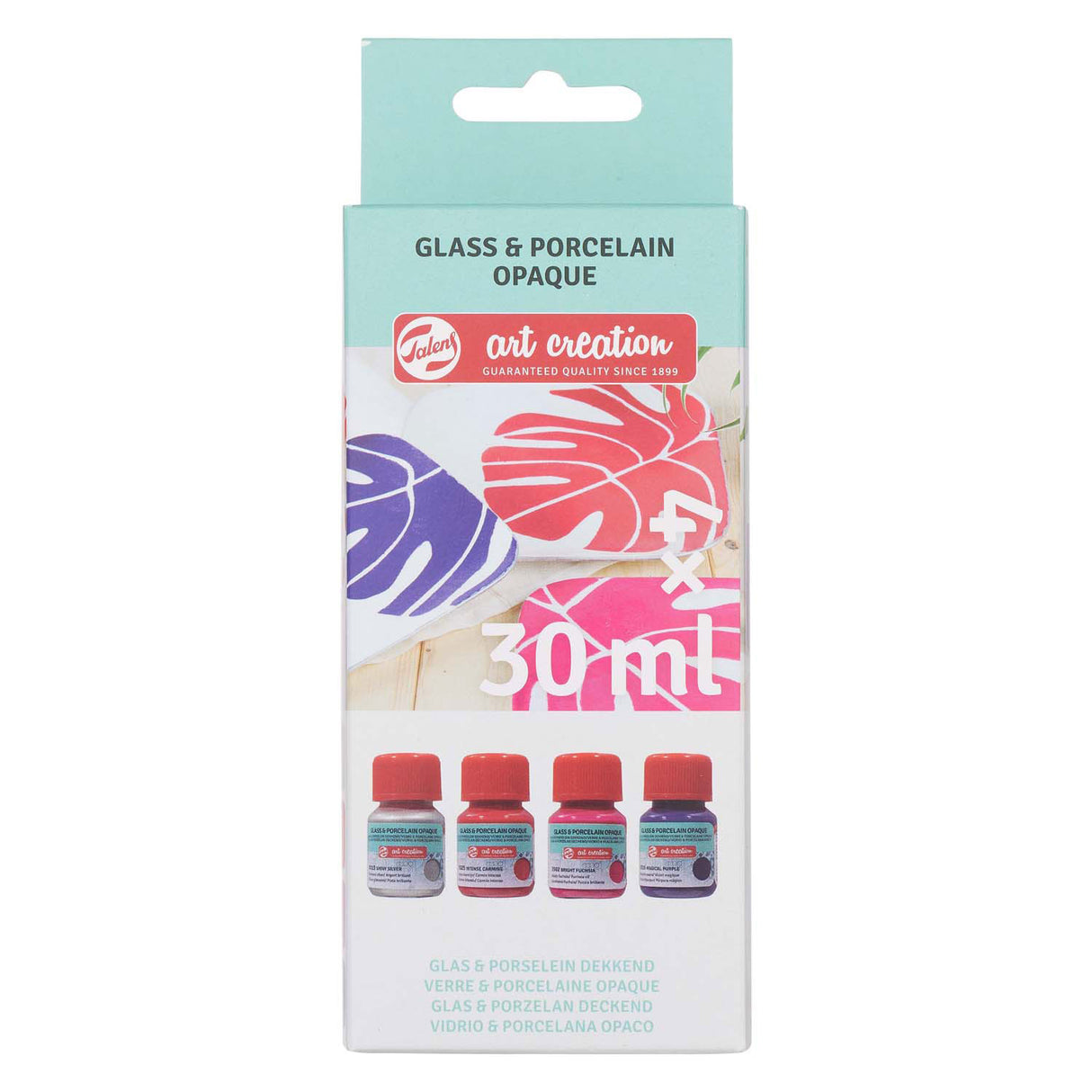 Talens art creation talens art creat.glas porcelæn uigennemsigtigt sæt 4 x 30 ml pink sølv