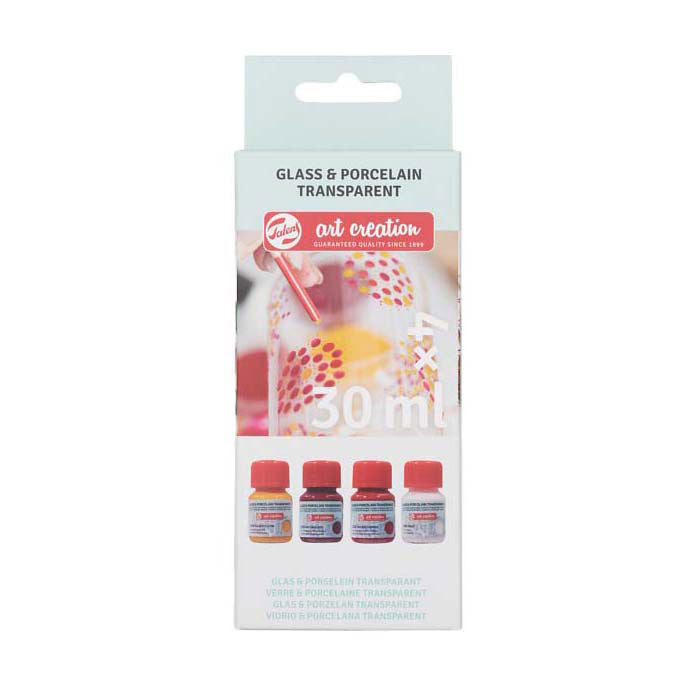 Talens kunstskabelse glasporcelæn transp. 4x30ml rose frost