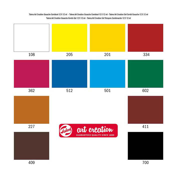Talens art creation gouache kombinationssæt 12x12ml