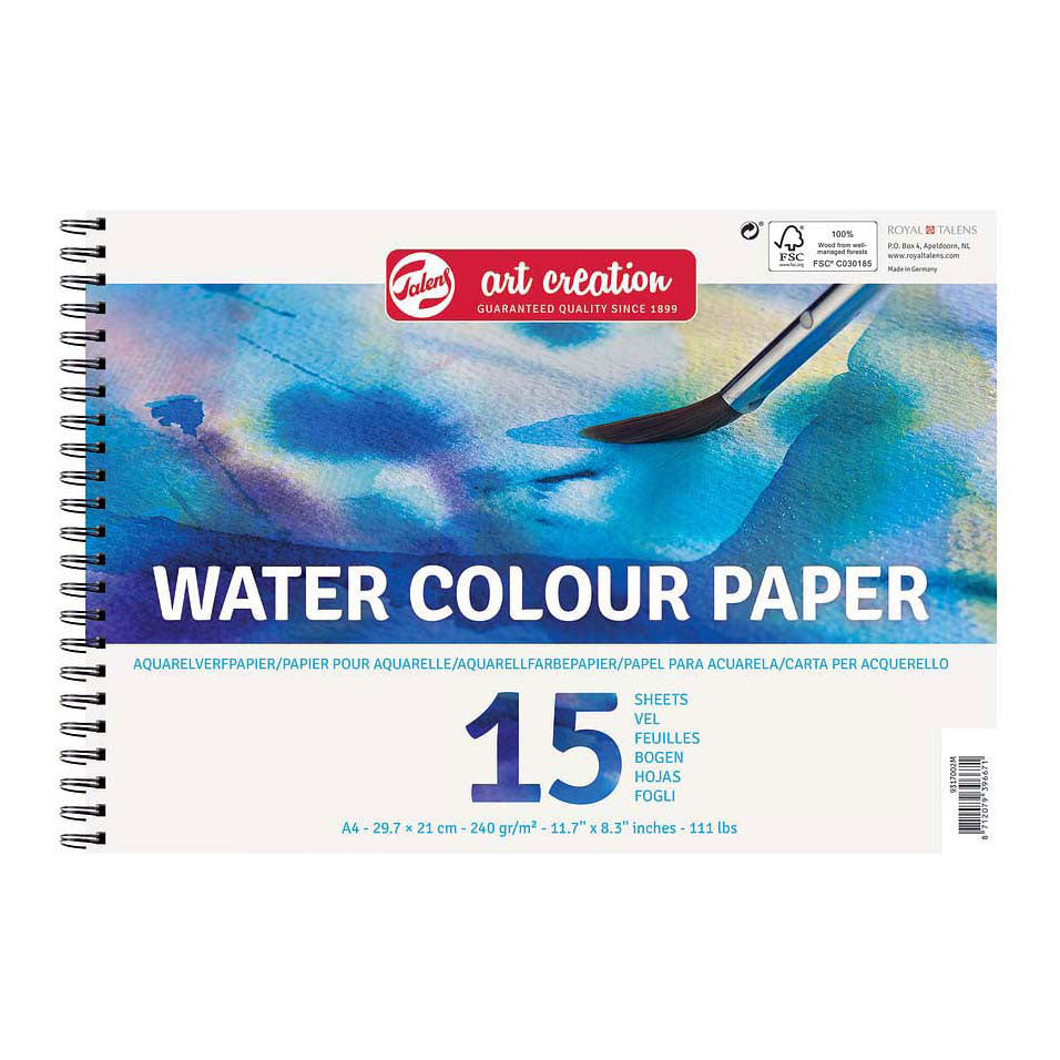 Talens art creation akvarel malepapir a4 250 g 15 ark