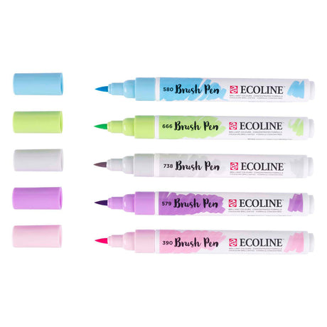 Ecoline pensel sæt pastel, 5 farver