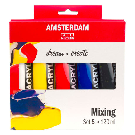 Bruynzeel Amsterdam standard serie akrylmaling blandesæt 120ml, 5 stk.