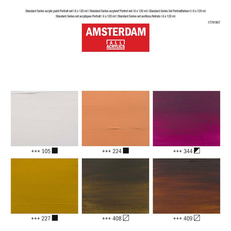 Bruynzeel Amsterdam standard serie akrylmaling portrætsæt 120ml, 6 stk.
