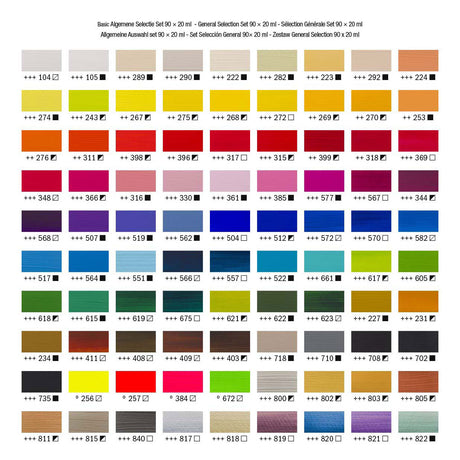 Bruynzeel Amsterdam standard serie akrylmaling komplet samling sæt 20ml, 90 stk.